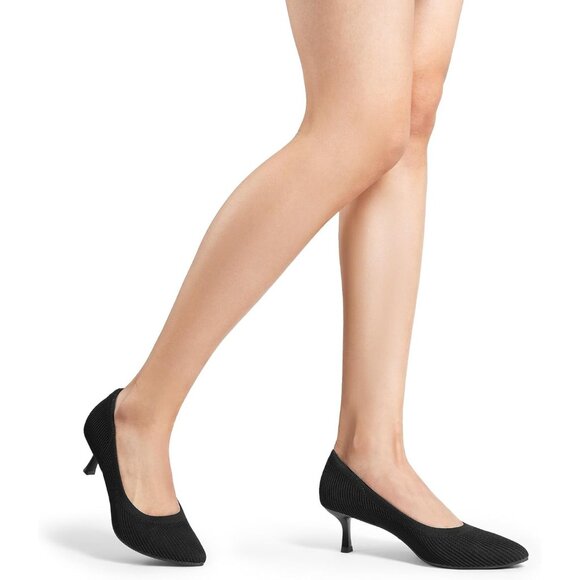 Women's Pull On Pumps Pointed Toe Kitten Heels Party Wedding Dress Shoes - Picture 6 of 7